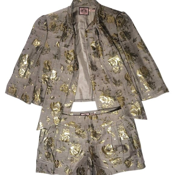 Juicy Couture Silk Blend 2-Piece Set – Cropped Jacket & Shorts - Size 6 - Picture 2 of 15